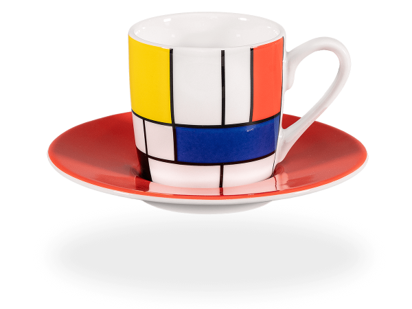 Könitz Espressotasse "Mondrian Large Fragments" 65ml. Kaffeetasse modern mit Untertasse.