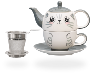 Tea for one, Sweet-Line Cat Face 400 ml, Keramik mit Sieb
