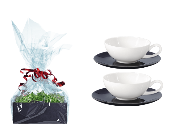 Tee Geschenk Teetassen Lena schwarz/weiß