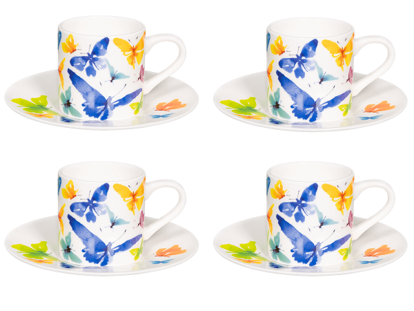 Könitz Espressotasse "Victoria Lowe - Butterfly" 65ml. Kaffeetasse modern mit Untertasse.