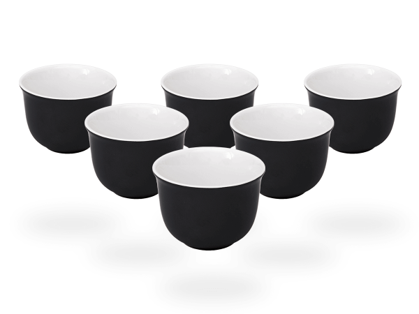 Teecups Nelly 120ml. Teebecher-Set Keramik weiß-schwarz 6 Stück