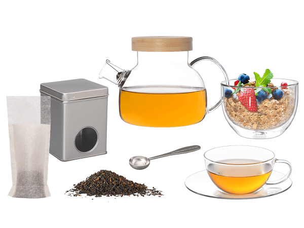 Kira Teeservice für eine Person, Teekanne Glas, Müslischale
